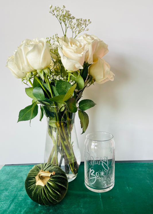 Bride Wrapped Glass Can Cup