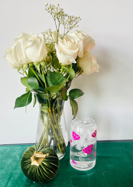 Diamond Wrapped Glass Can Cup